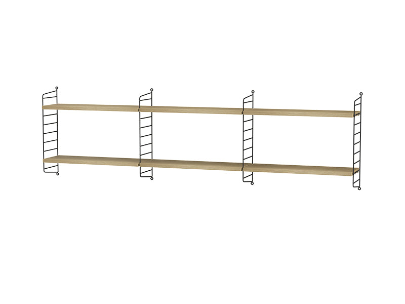 String Furniture Bedroom Bundle S E in Oak shelves and black panels