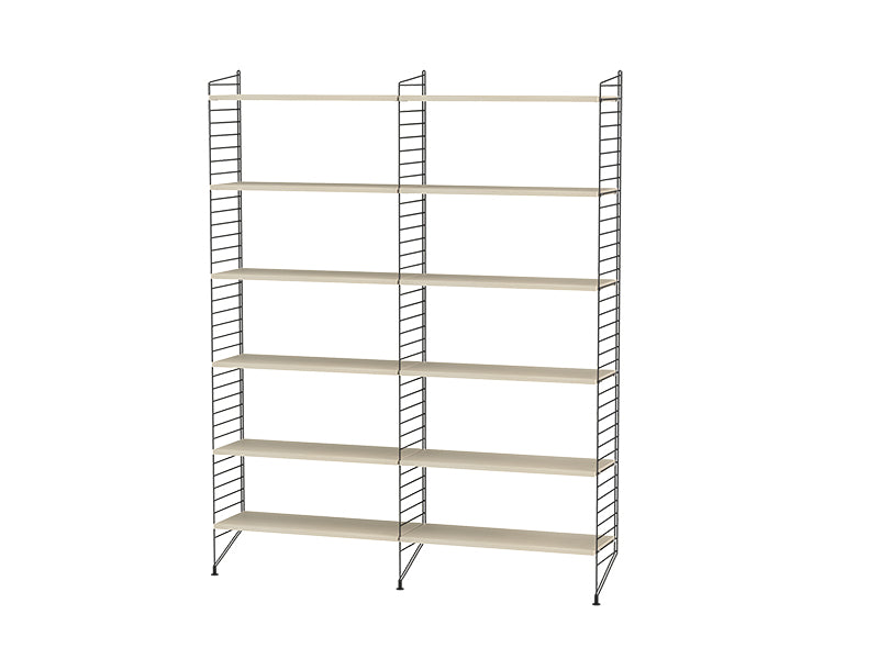 String Furniture Living Room Bundle L A in Ash shelves and black panels