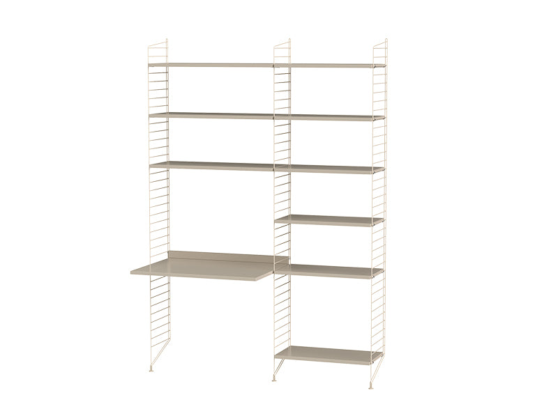 String Furniture Workspace Bundle W B in Beige shelves and beige panels