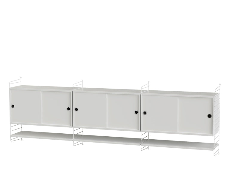 String Furniture Living Room Bundle L E in White shelves and white panels