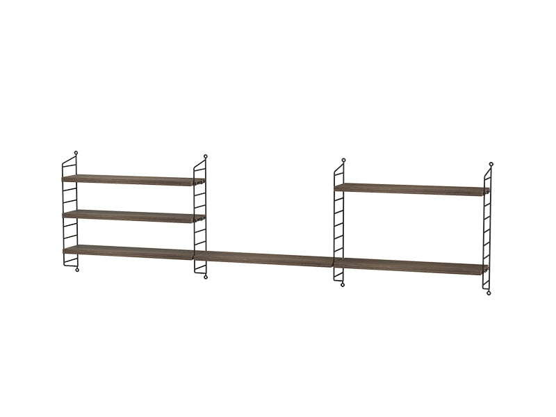 String Furniture Kids Room Bundle C H in Walnut shelves and black panels