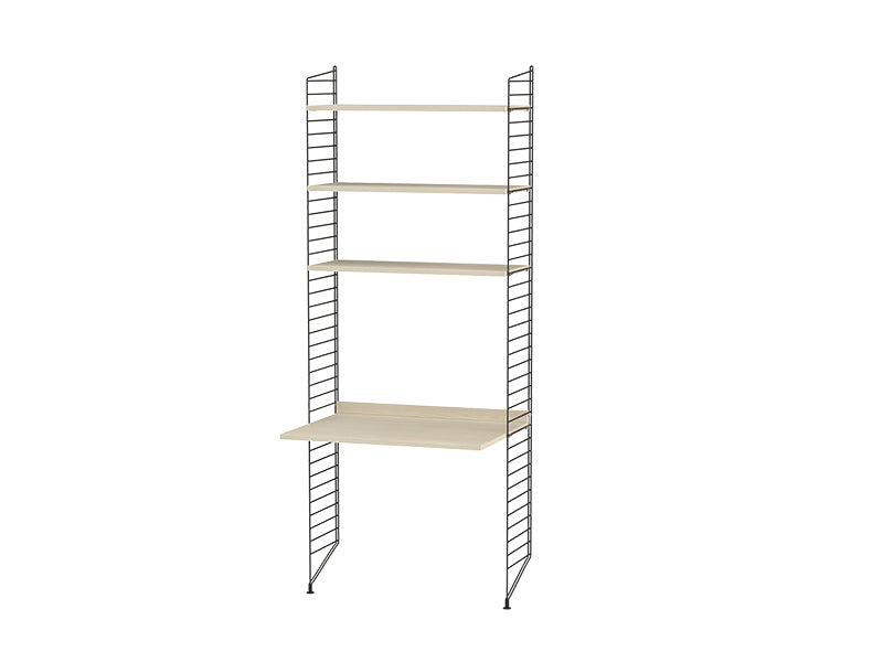 String Furniture Kids Room Bundle C C in Ash shelves and black panels