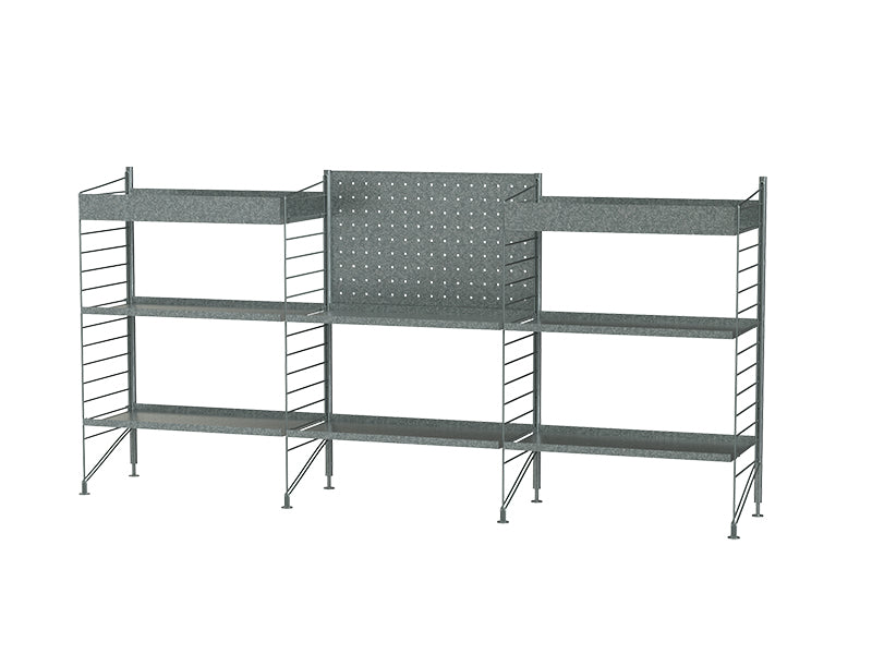 String Furniture Outdoor Bundle O M in Galvanized shelves and galvanized panels