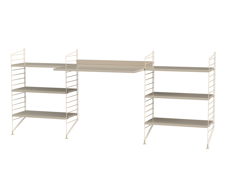 String Furniture Workspace Bundle W D in Beige shelves and beige panels
