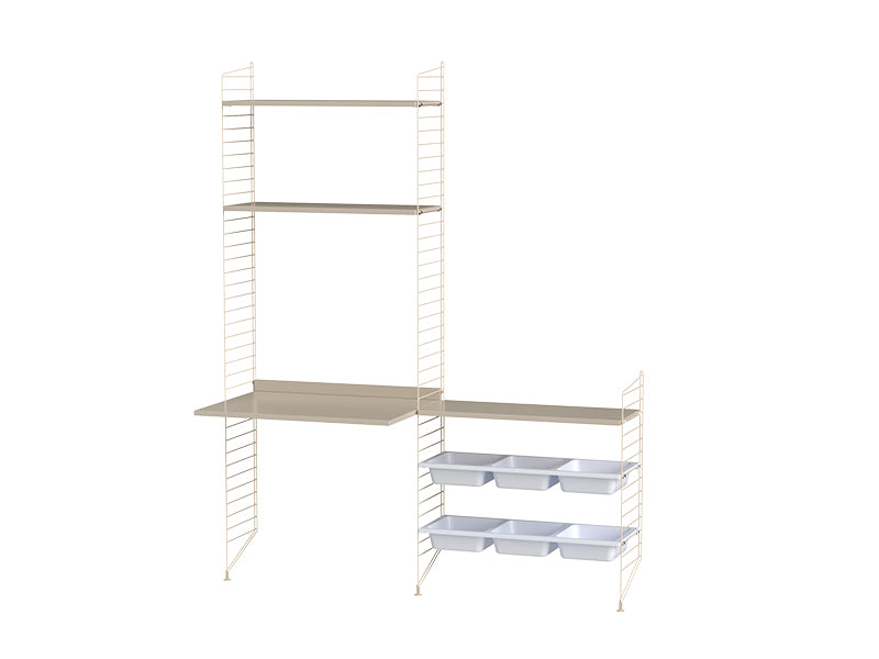 String Furniture Kids Room Bundle C E in Beige shelves and beige panels