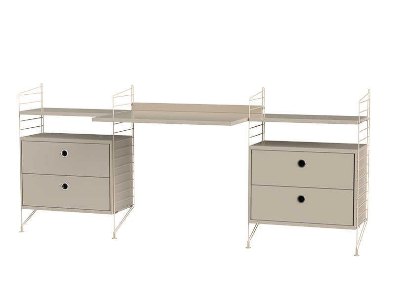String Furniture Workspace Bundle W C in Beige shelves and beige panels