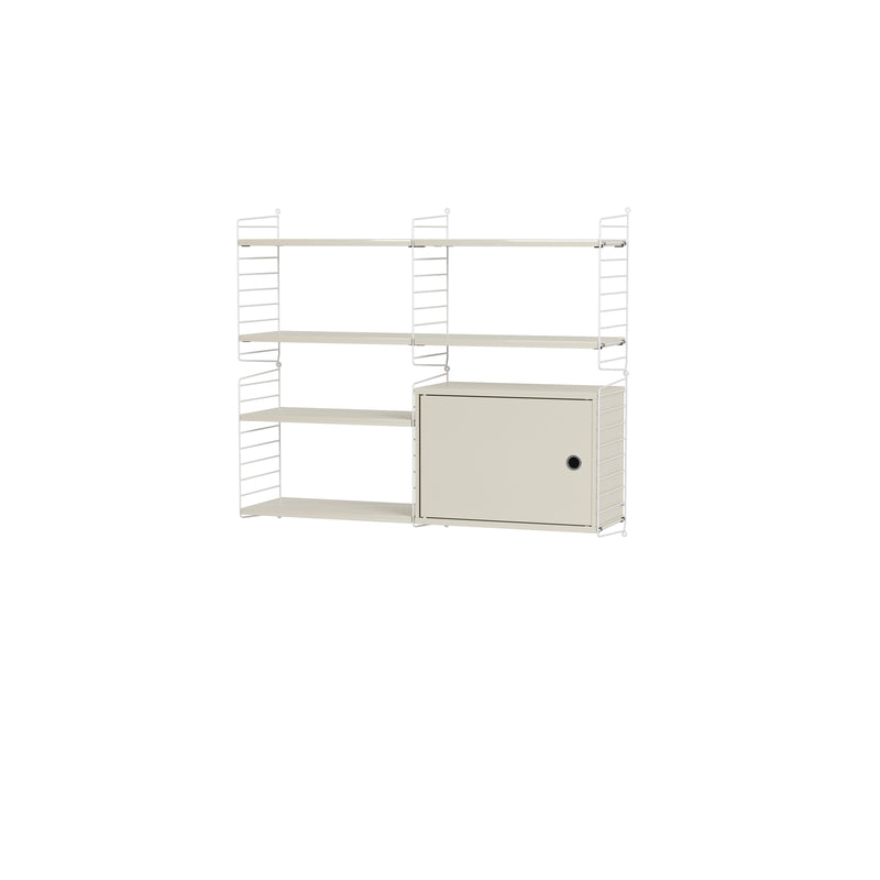 String Furniture Living Room Bundle L R in Beige shelves and white panels