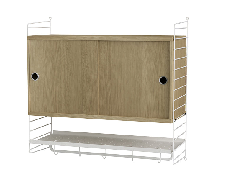 String Furniture Bedroom Bundle S F in Oak shelves and white panels