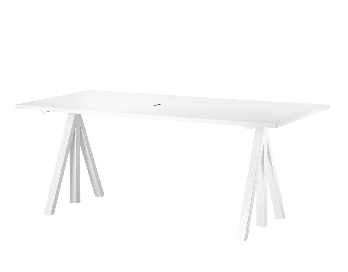 String Furniture Desktop w180 x d90 cm — White; shown with table frame, sold separately