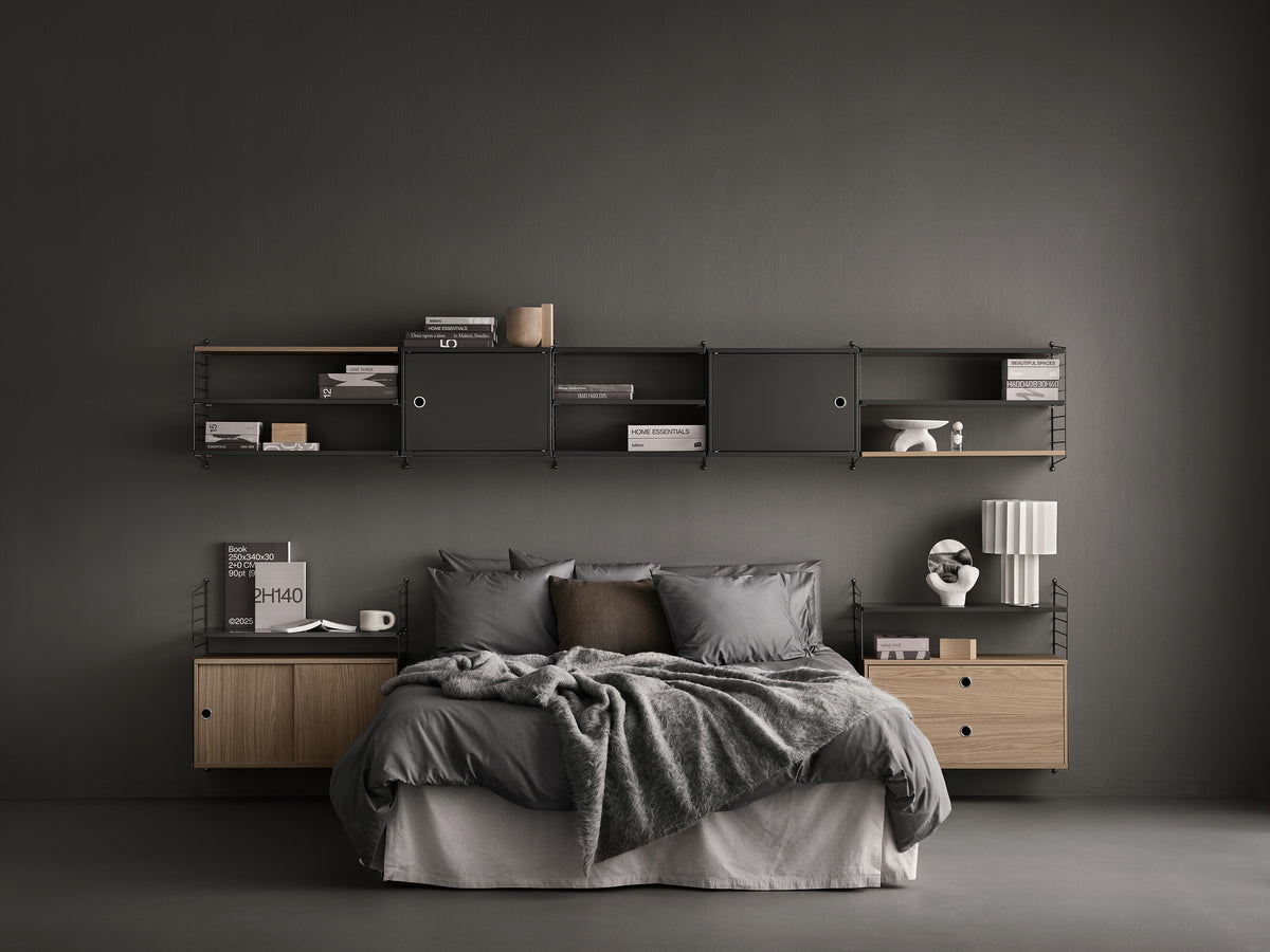 Cabinet with swing door w58 x d30 x h42 cm in Dark grey, room setting
