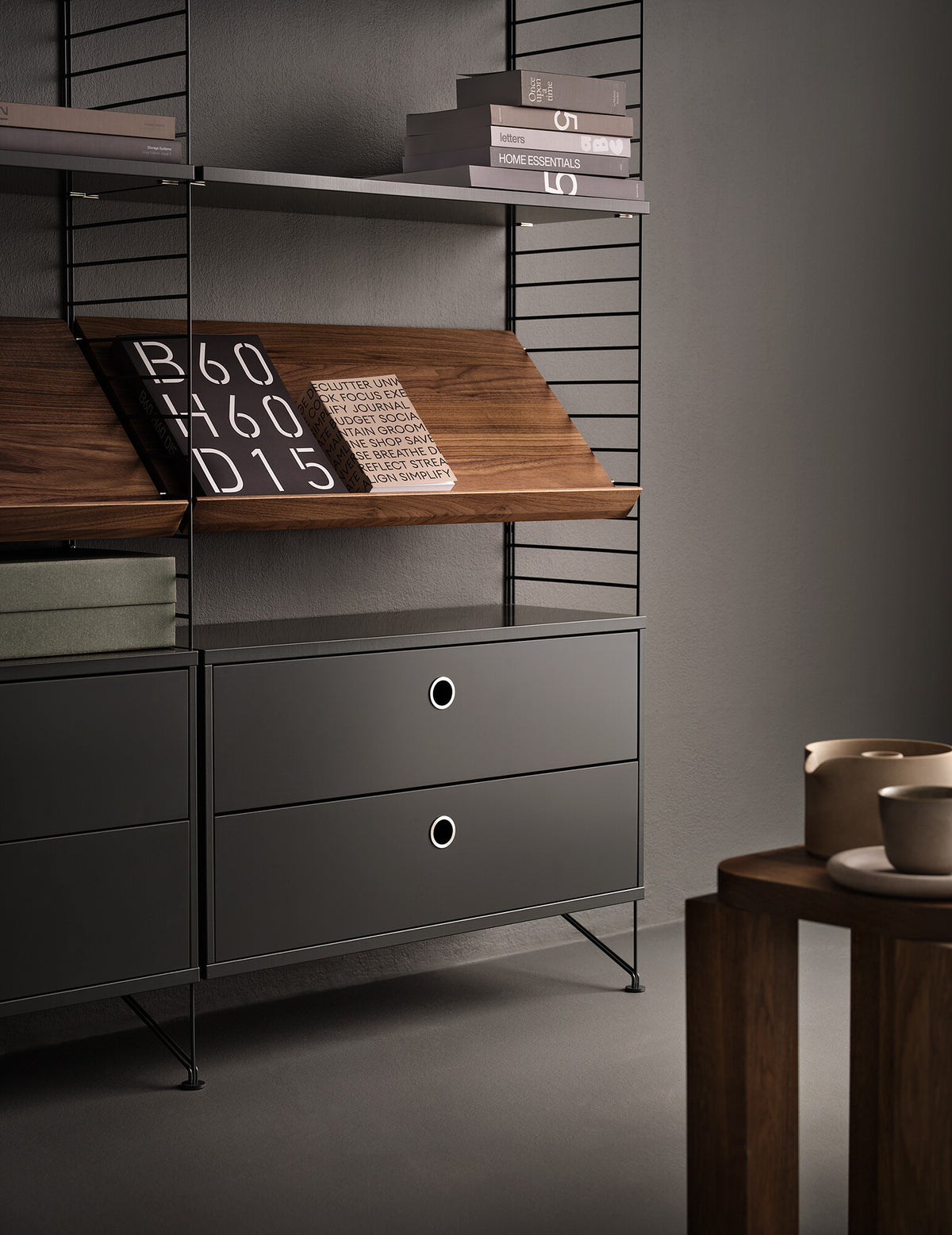 Floor Panel h200 x d30 cm in Dark grey, room setting