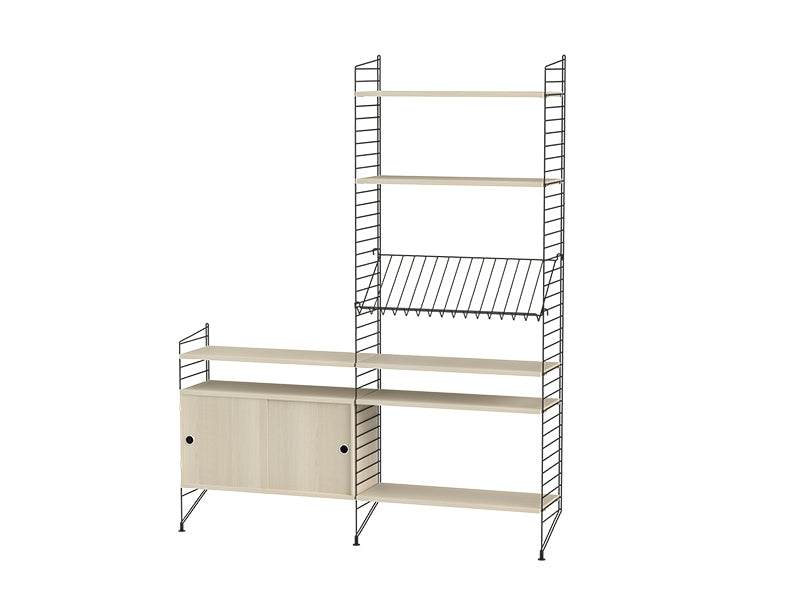 String Furniture Living Room Bundle L K in Ash shelves and black panels