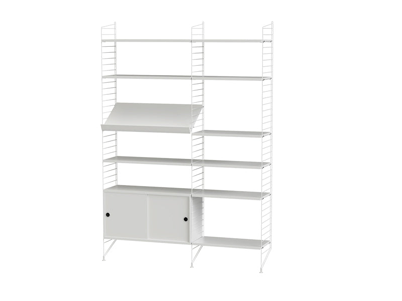 String Furniture Living Room Bundle L H in White shelves and white panels