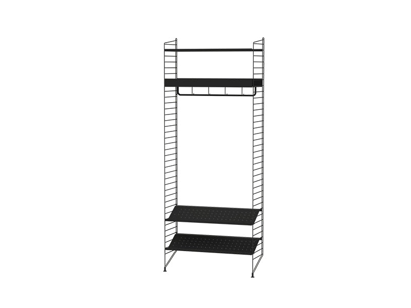 String Furniture Hallway Bundle H R in Black shelves and black panels