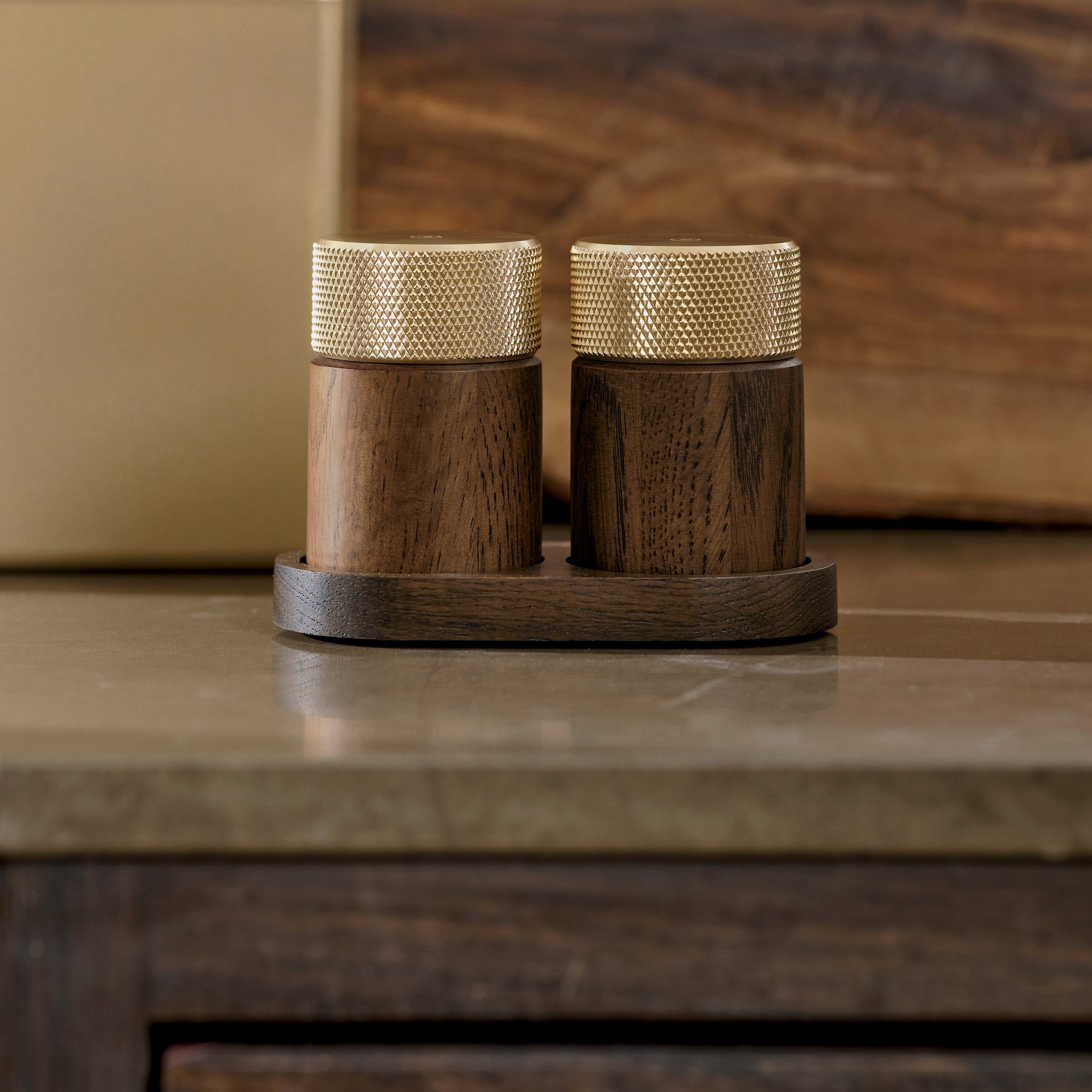 Gejst Sina salt & pepper mill set - dark ash/brass