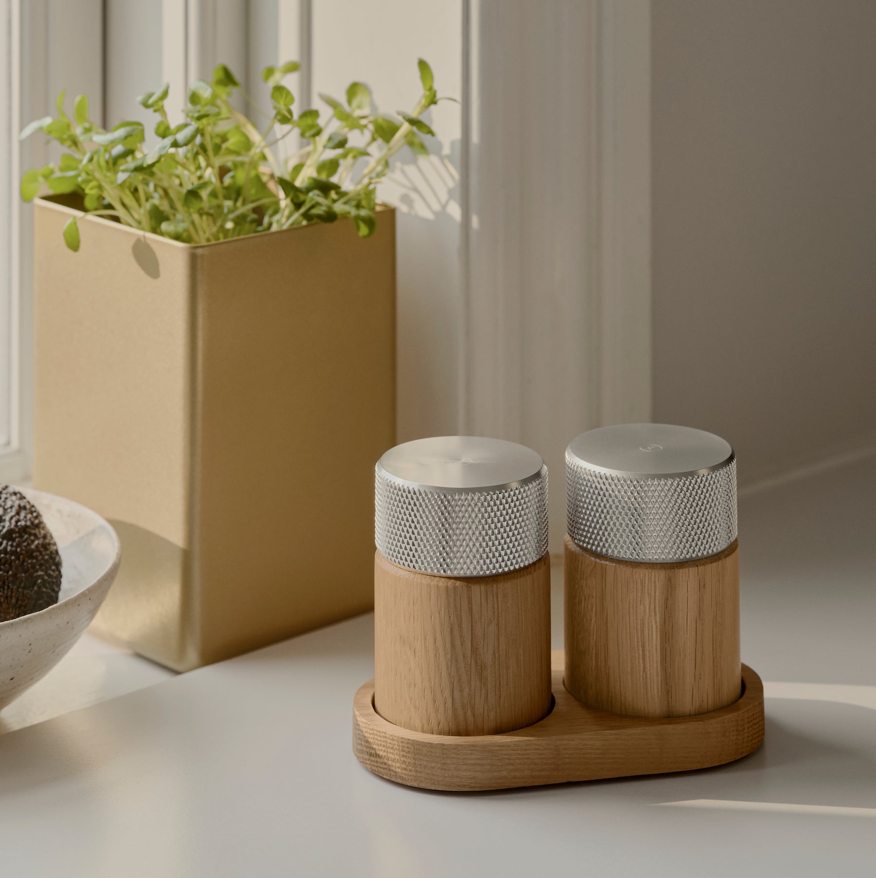 Gejst Sina salt & pepper mill set - oak/steel