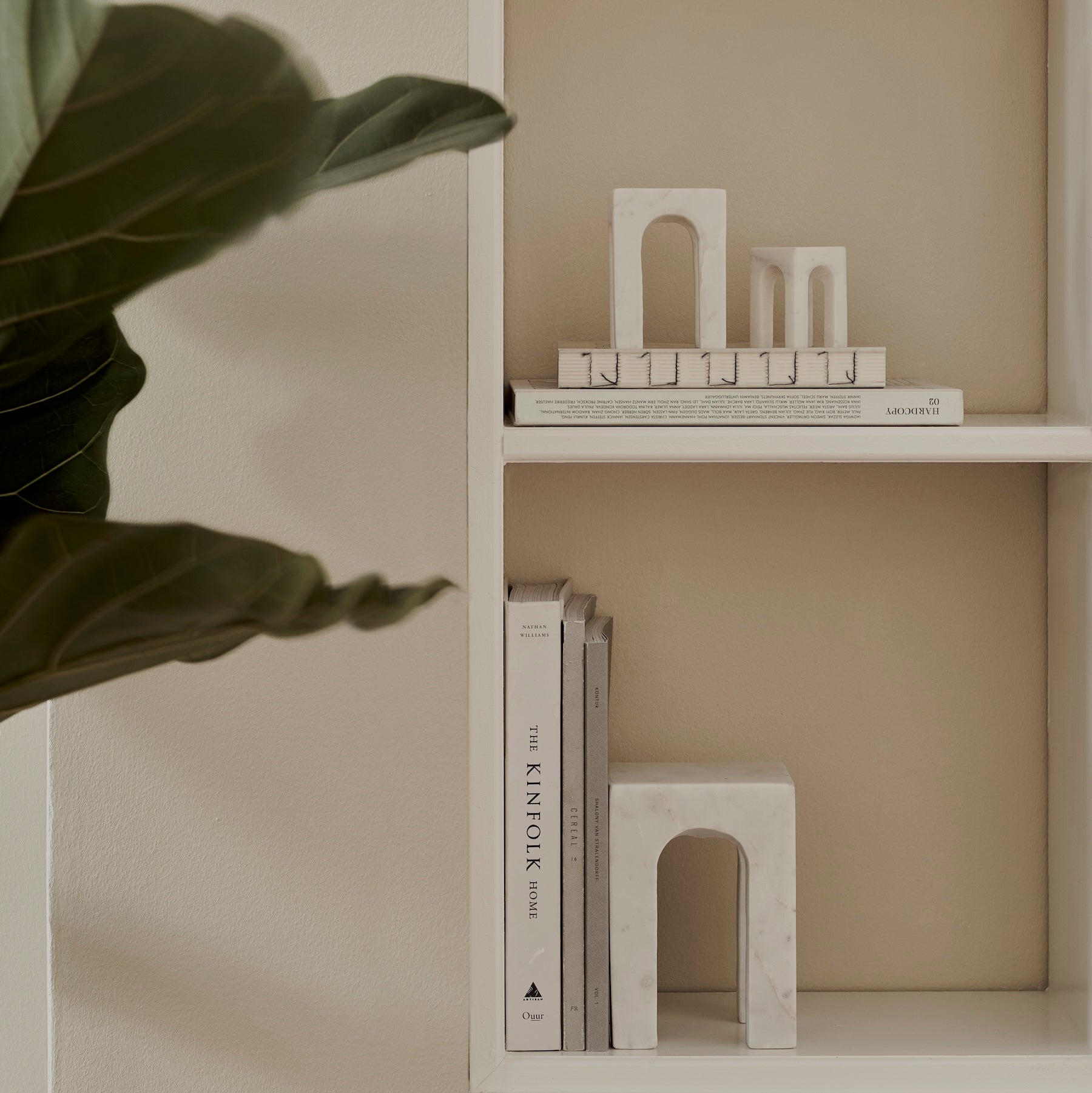 Gejst Arkis Bookends/Sculptures - Set of 3, White Marble
