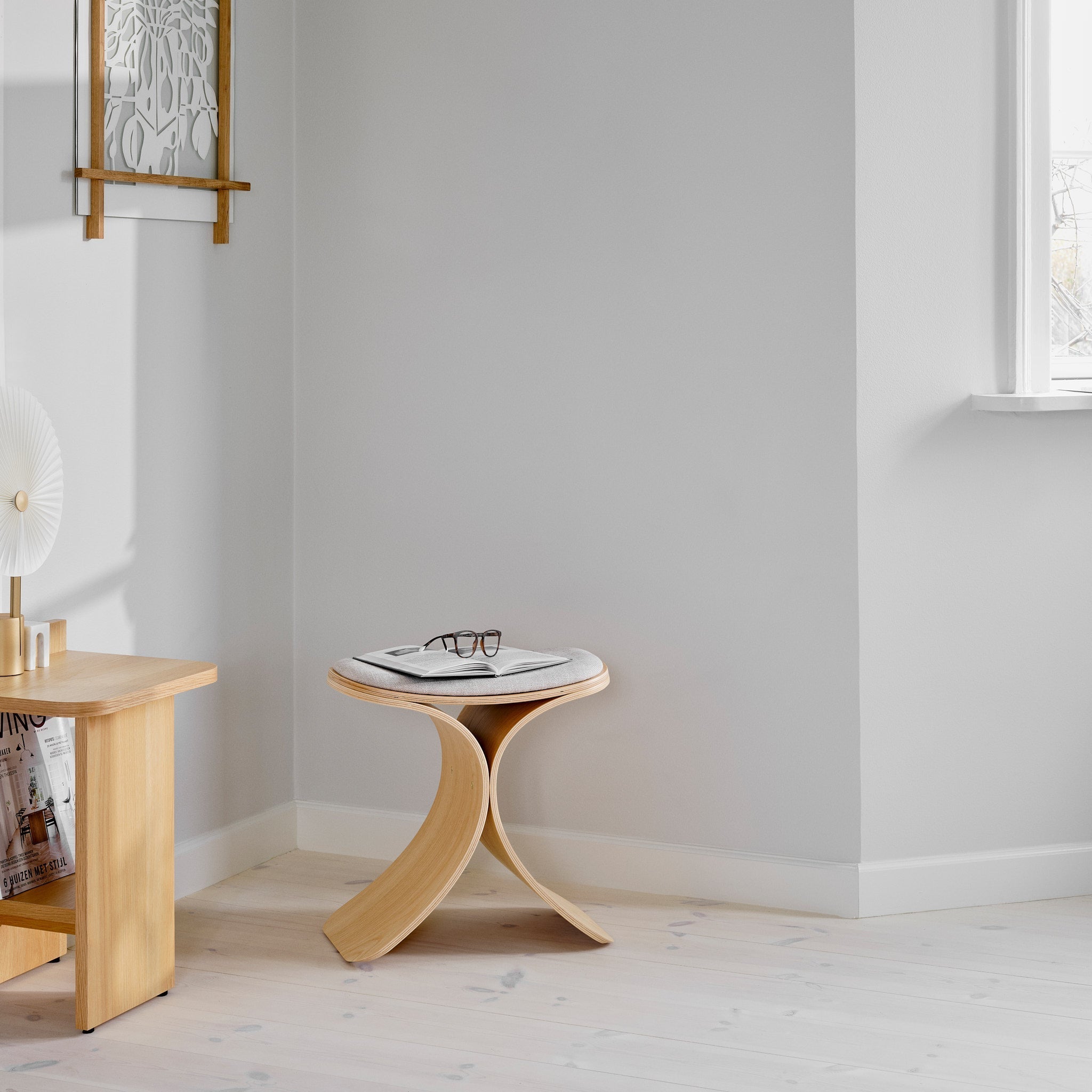 Gejst Luno Stool oak/ beige textile