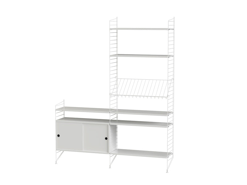 String Furniture Living Room Bundle L K in White shelves and white panels