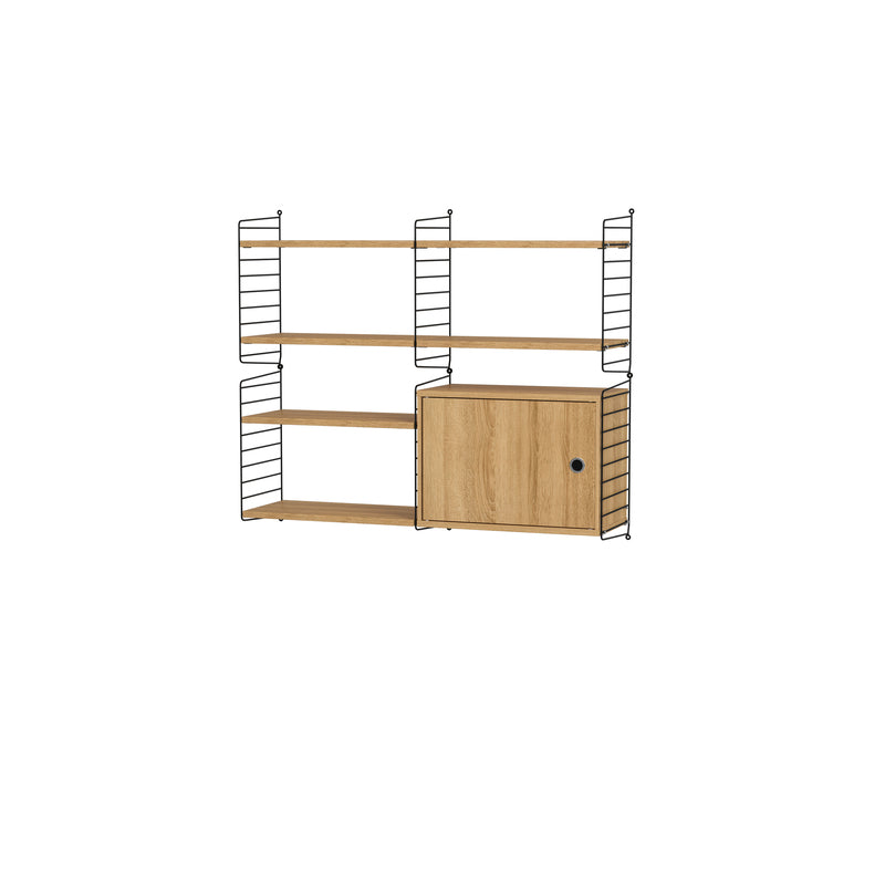 String Furniture Living Room Bundle L R in Oak shelves and black panels