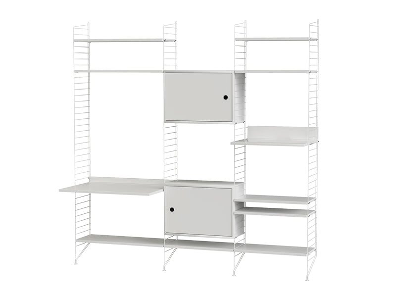 String Furniture Living Room Bundle L P in White shelves and white panels