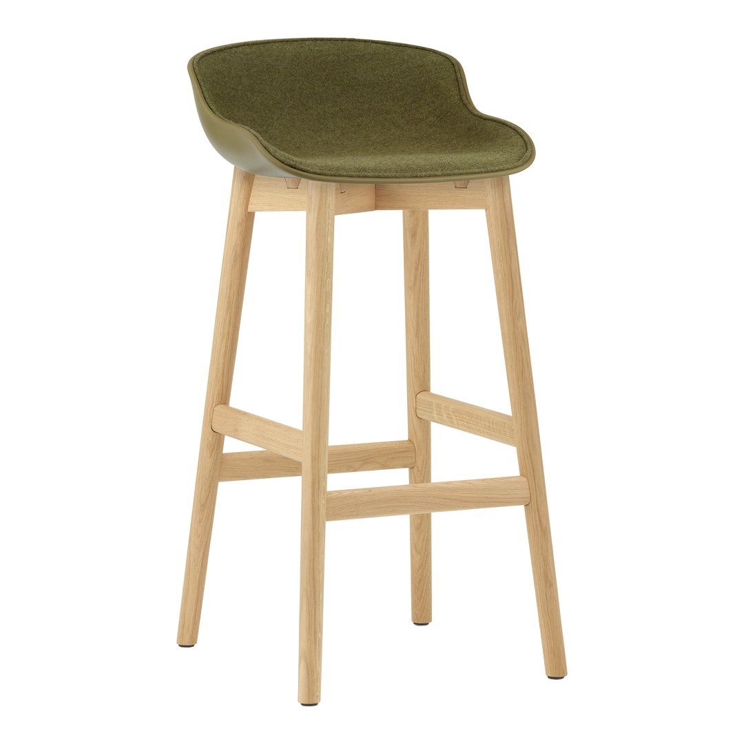 Normann Copenhagen Hyg Bar Stool - Front Upholstered / Wood Base
