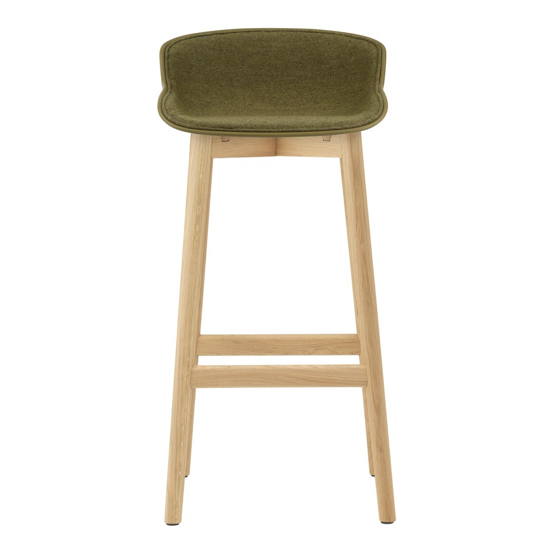 Normann Copenhagen Hyg Bar Stool - Front Upholstered / Wood Base