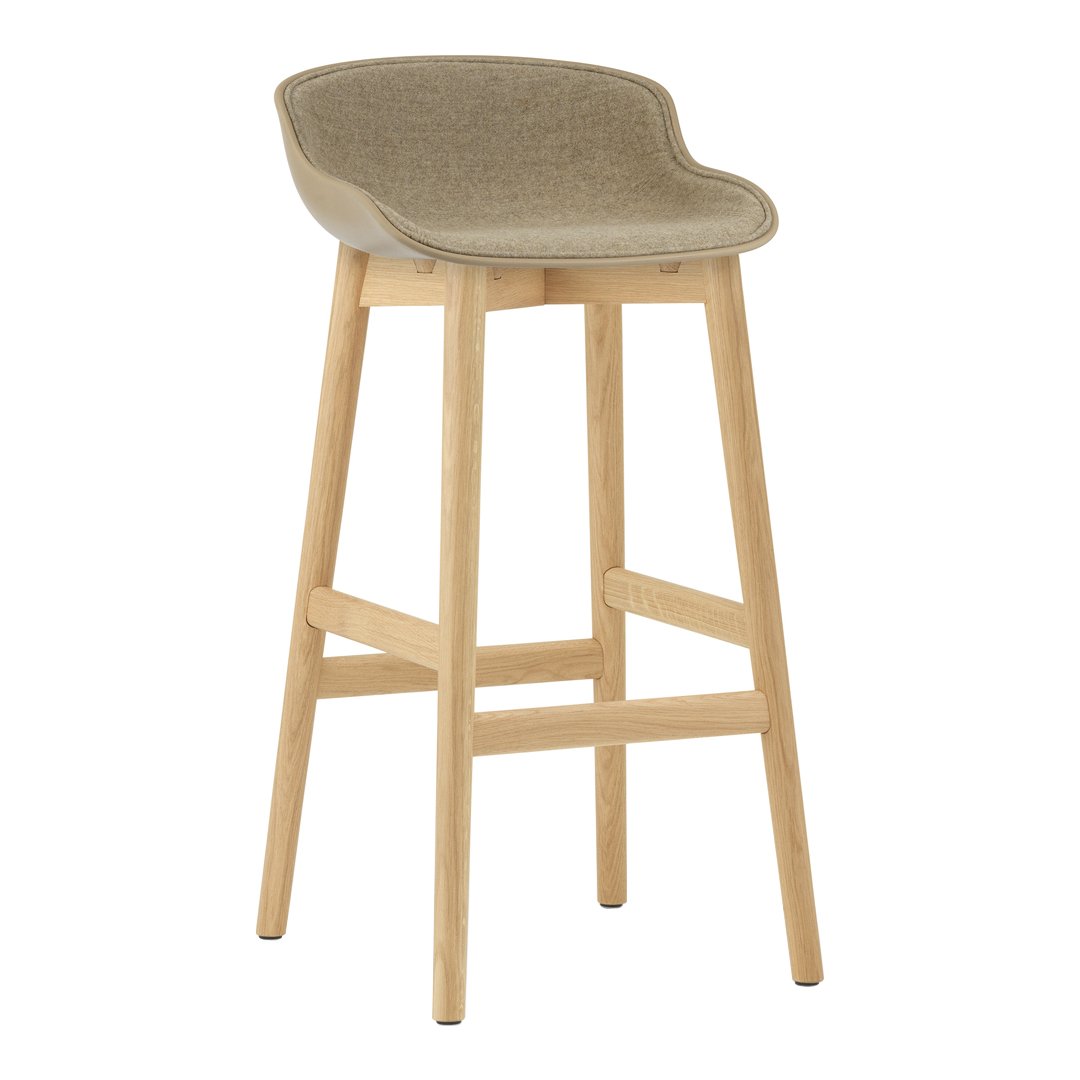 Normann Copenhagen Hyg Bar Stool - Front Upholstered / Wood Base