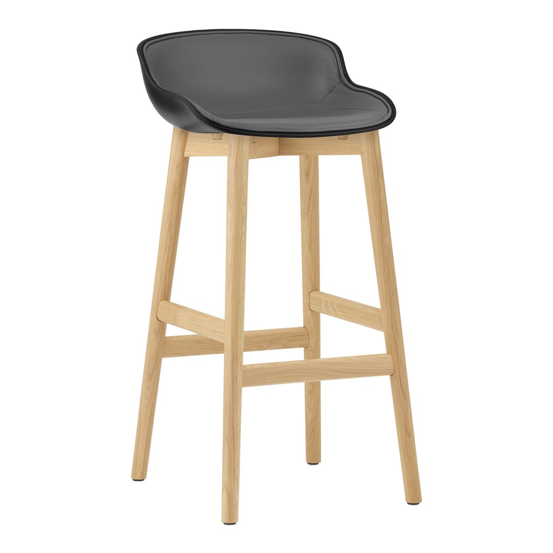Normann Copenhagen Hyg Bar Stool - Front Upholstered / Wood Base