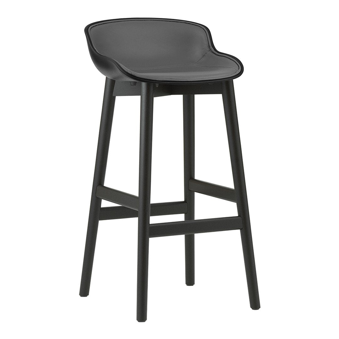 Normann Copenhagen Hyg Bar Stool - Front Upholstered / Wood Base