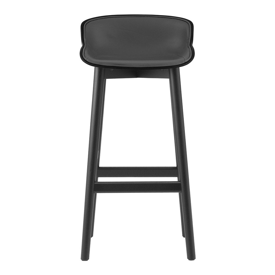 Normann Copenhagen Hyg Bar Stool - Front Upholstered / Wood Base