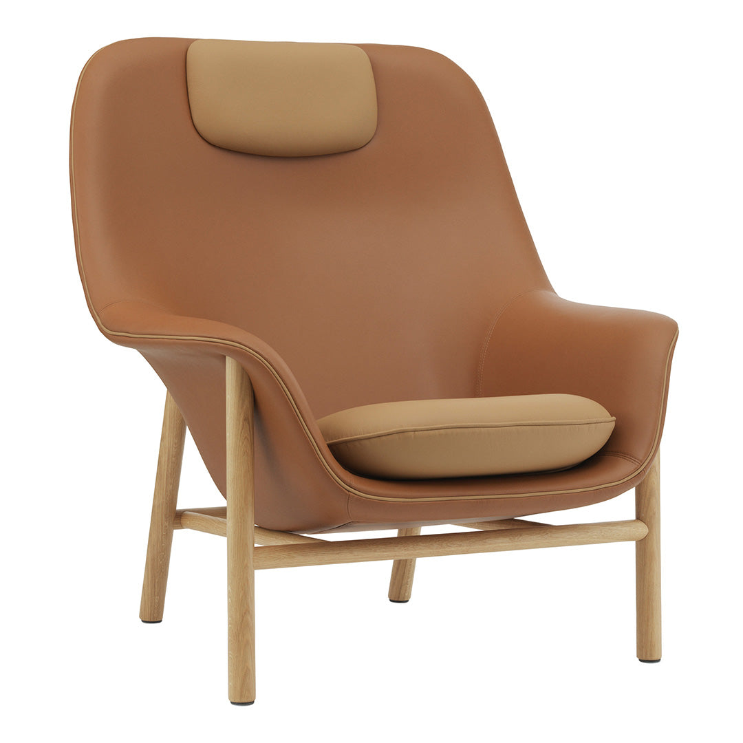 Normann Copenhagen Drape High Lounge Chair w/ Headrest - Wood Legs
