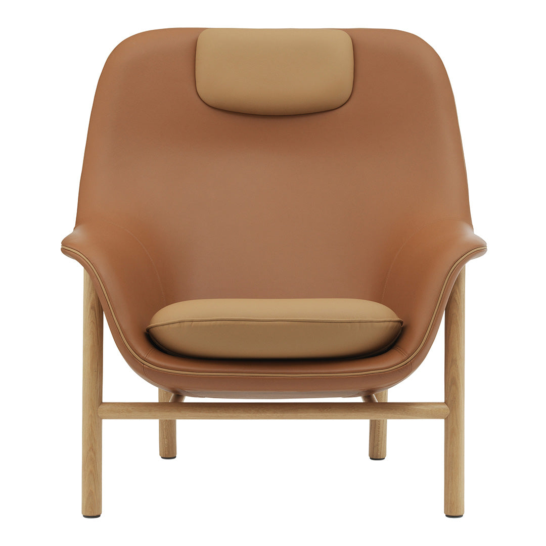 Normann Copenhagen Drape High Lounge Chair w/ Headrest - Wood Legs