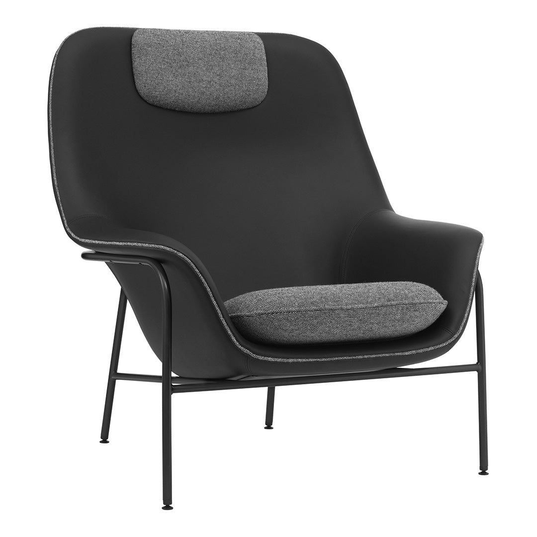 Normann Copenhagen Drape High Lounge Chair w/ Headrest - Steel Legs