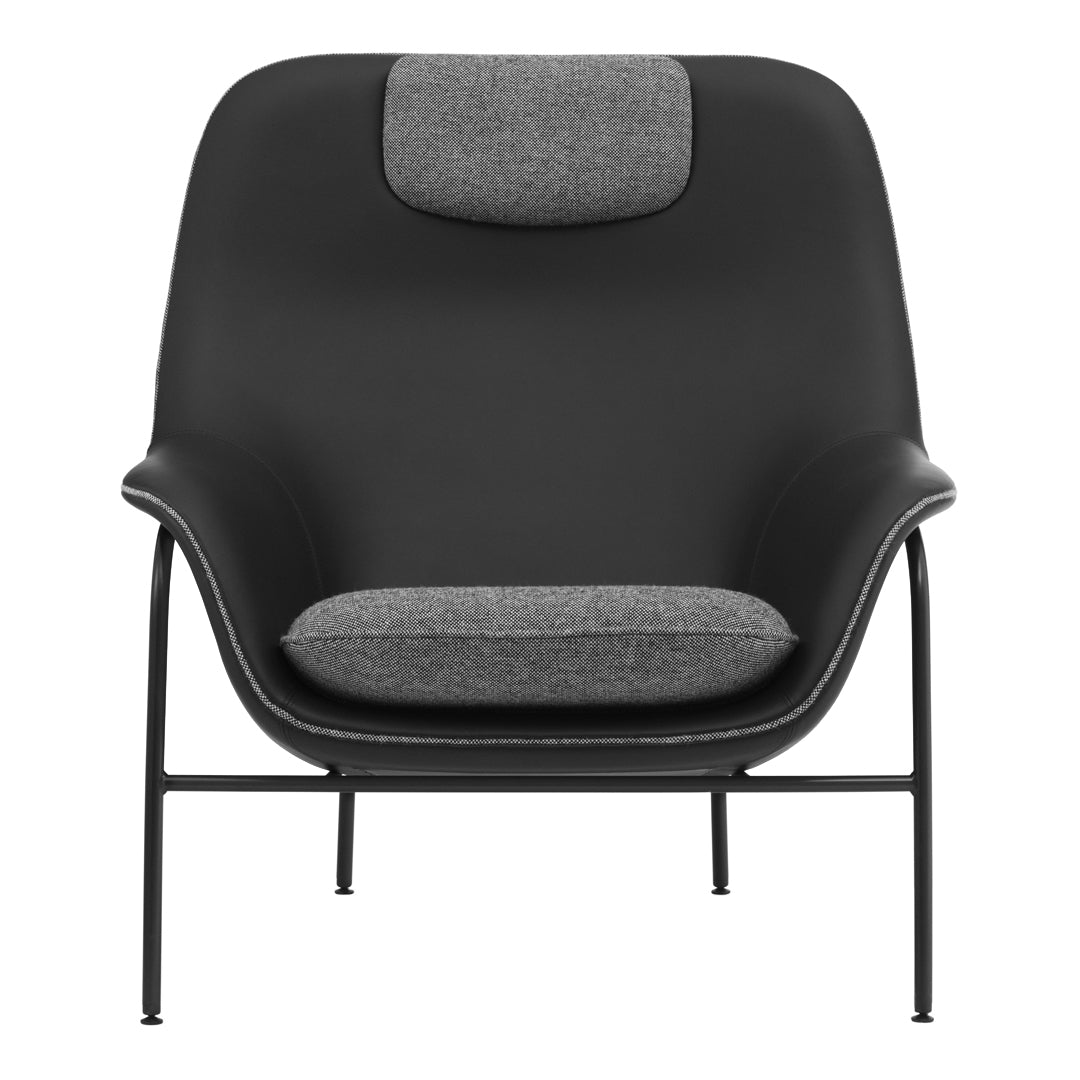 Normann Copenhagen Drape High Lounge Chair w/ Headrest - Steel Legs