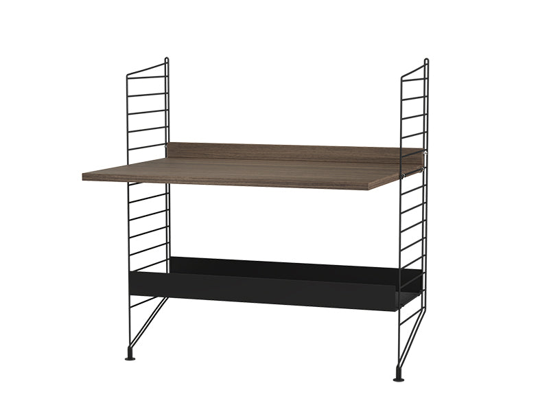 String Furniture Kids Room Bundle C A in Walnut shelves and black panels