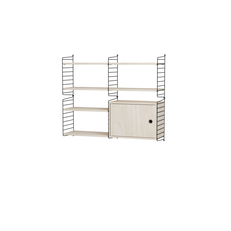 String Furniture Living Room Bundle L R in Ash shelves and black panels
