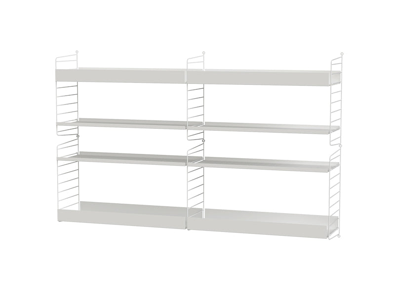 String Furniture Living Room Bundle L L in White shelves and white panels