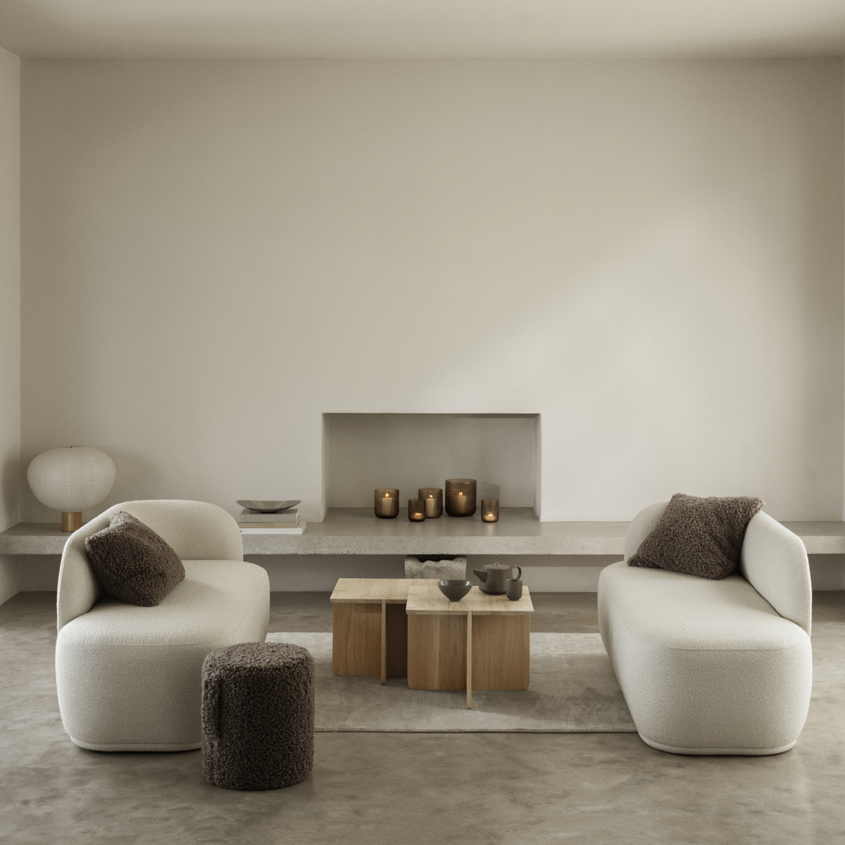 Blomus Teddy Round Pouf Accent Table, Stool or Ottoman with Soft Upholstry