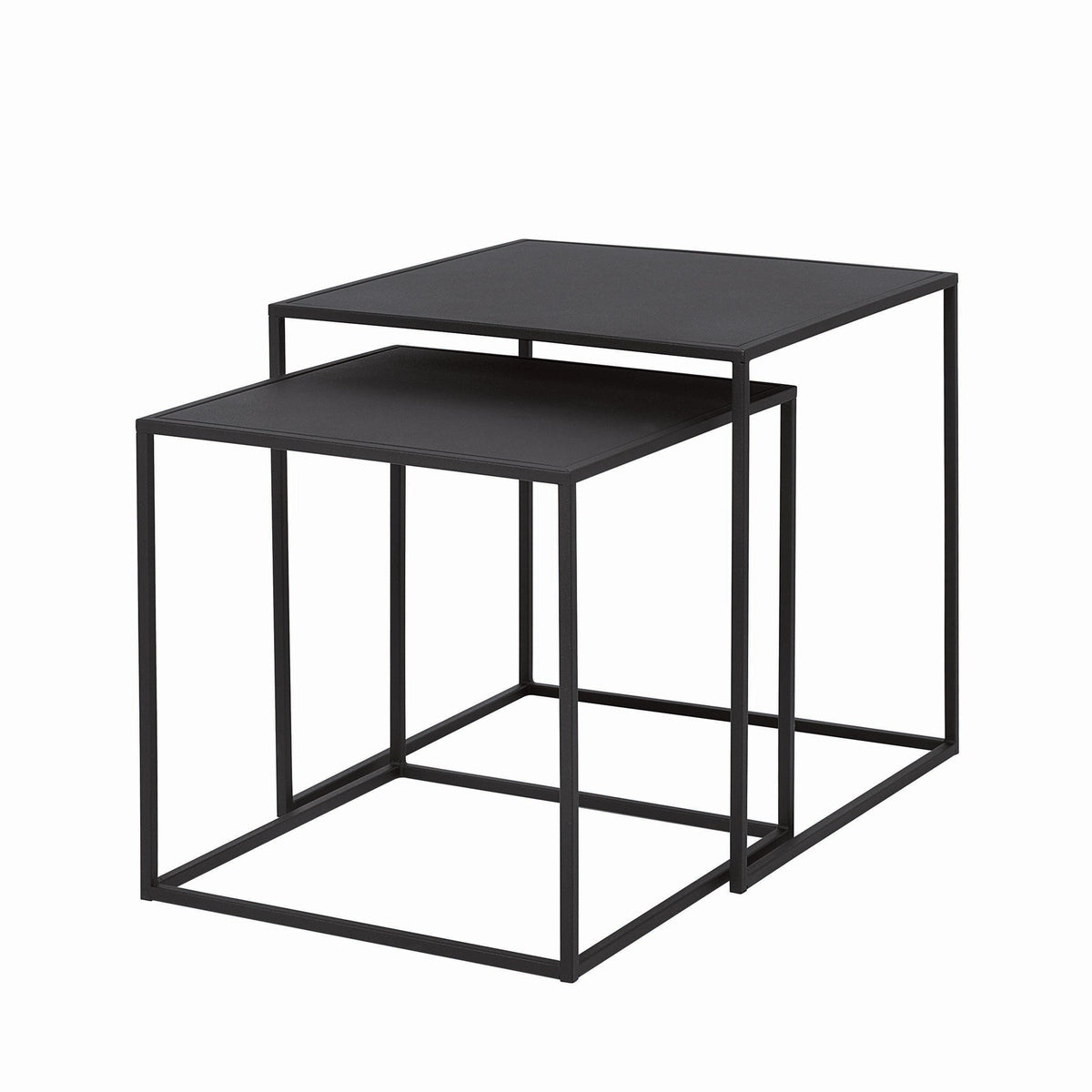 Blomus Fera Modern Steel Nesting Tables - Square Geometric Industrial Style - Set of 2