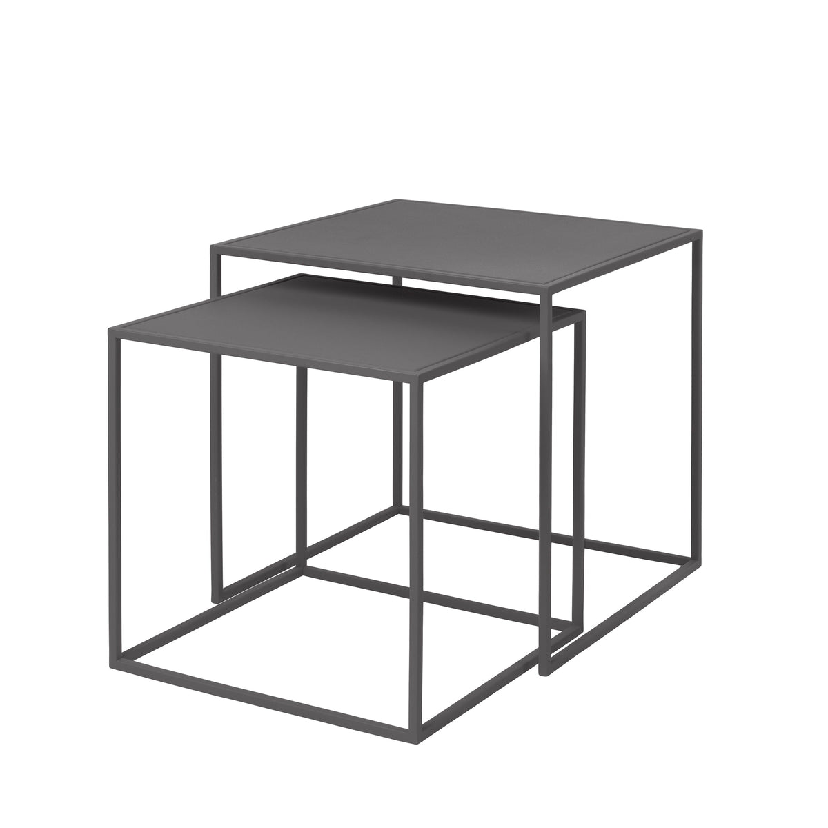 Blomus Fera Modern Steel Nesting Tables - Square Geometric Industrial Style - Set of 2