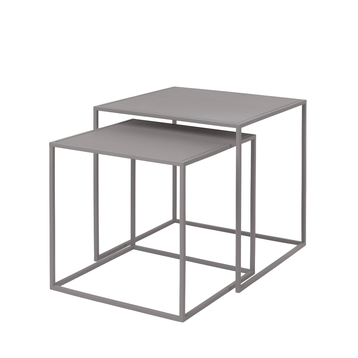Blomus Fera Modern Steel Nesting Tables - Square Geometric Industrial Style - Set of 2