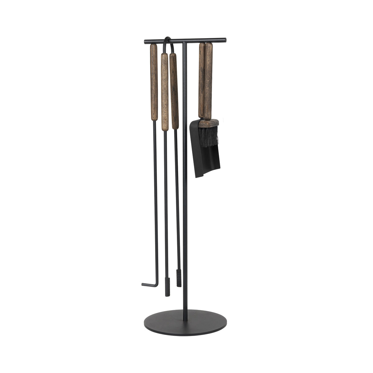 Blomus Ashi Fireplace Tool Set and Stand with Magnetic Attachment - 3-Piece with Wood Accents