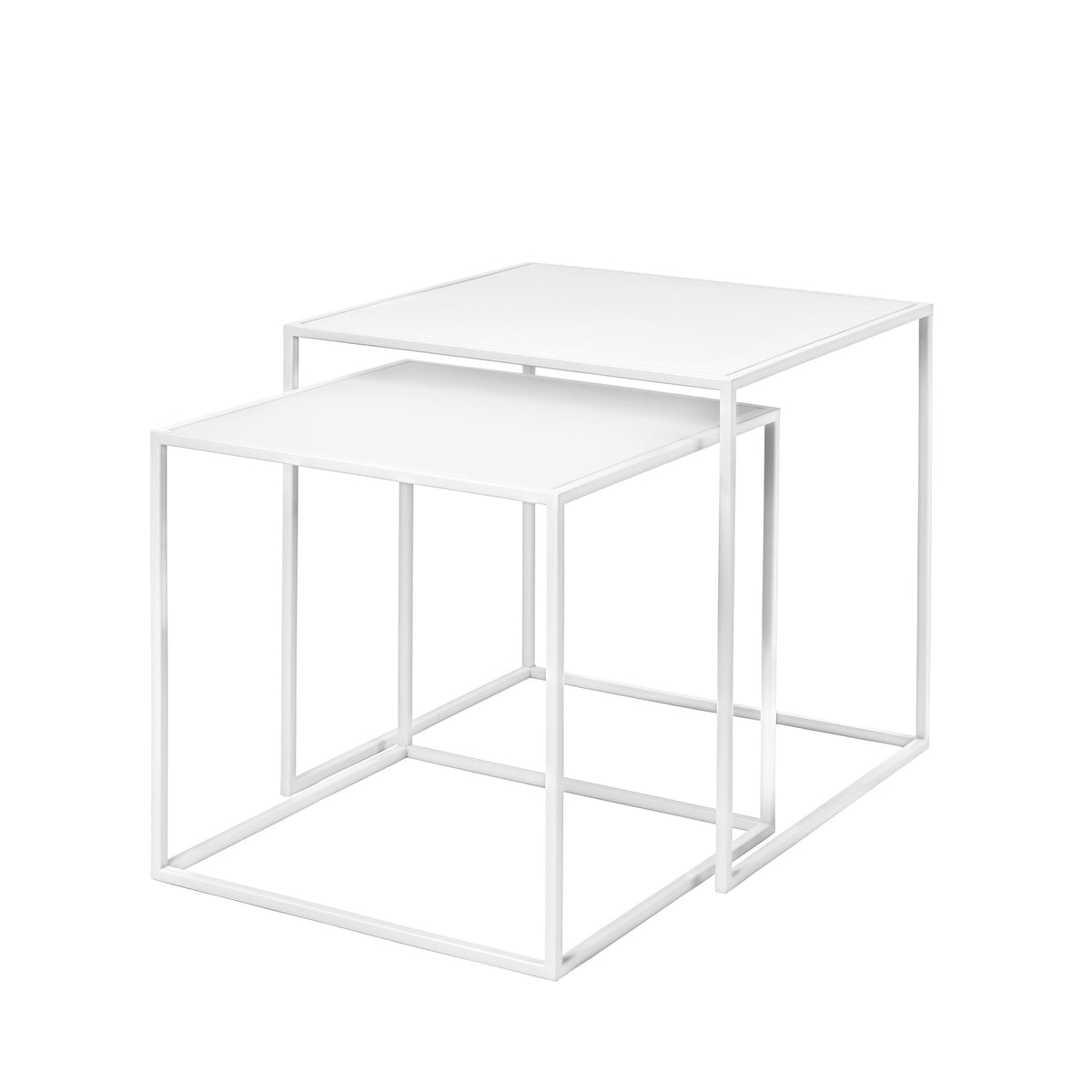 Blomus Fera Modern Steel Nesting Tables - Square Geometric Industrial Style - Set of 2