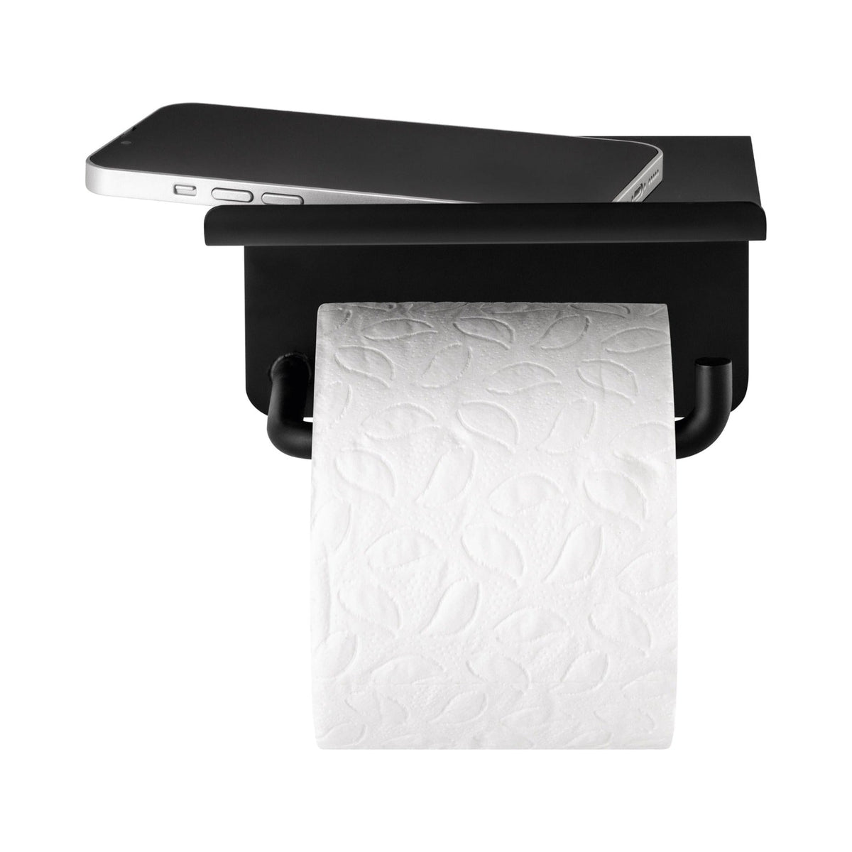 Blomus Modo Ti-Coated Stainless Steel Wall Mounted Toilet Paper Holder with Tray - Industrial Modern Décor - Black