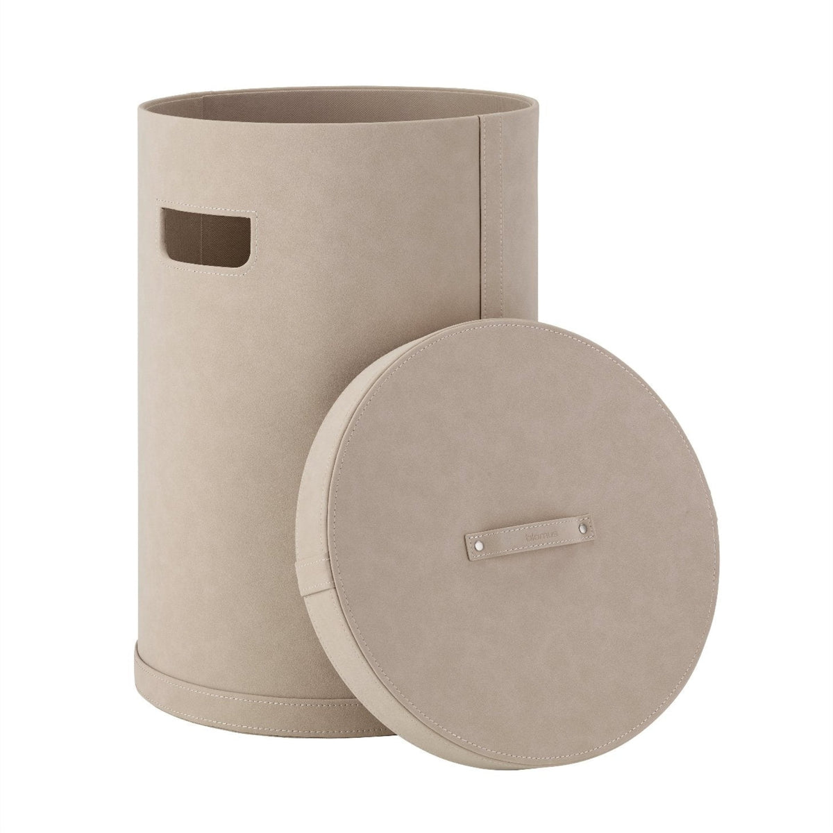 Blomus Sahla Faux Suede Luxury Decorative Storage Bin and Laundry Bin With Lid & Carrying Handles