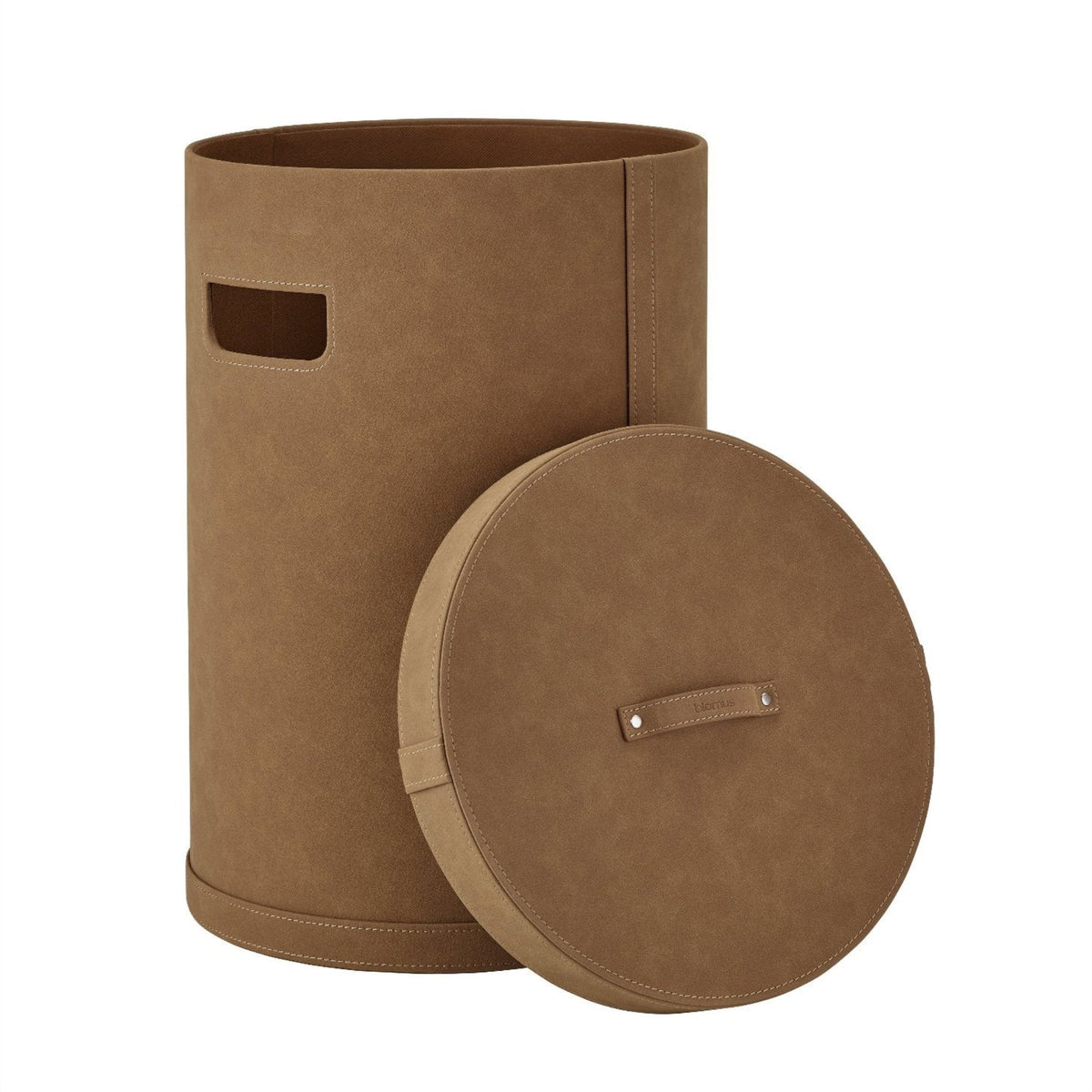 Blomus Sahla Faux Suede Luxury Decorative Storage Bin and Laundry Bin With Lid & Carrying Handles