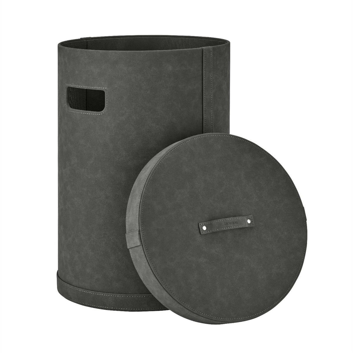 Blomus Sahla Faux Suede Luxury Decorative Storage Bin and Laundry Bin With Lid & Carrying Handles