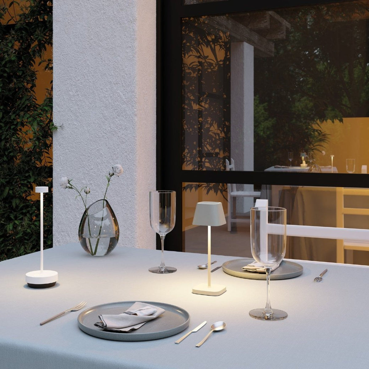 Blomus Turas Rechargable LED Mini Portable Indoor or Outdoor Table Lamp for Side Table, Bistro Table or Dining Table