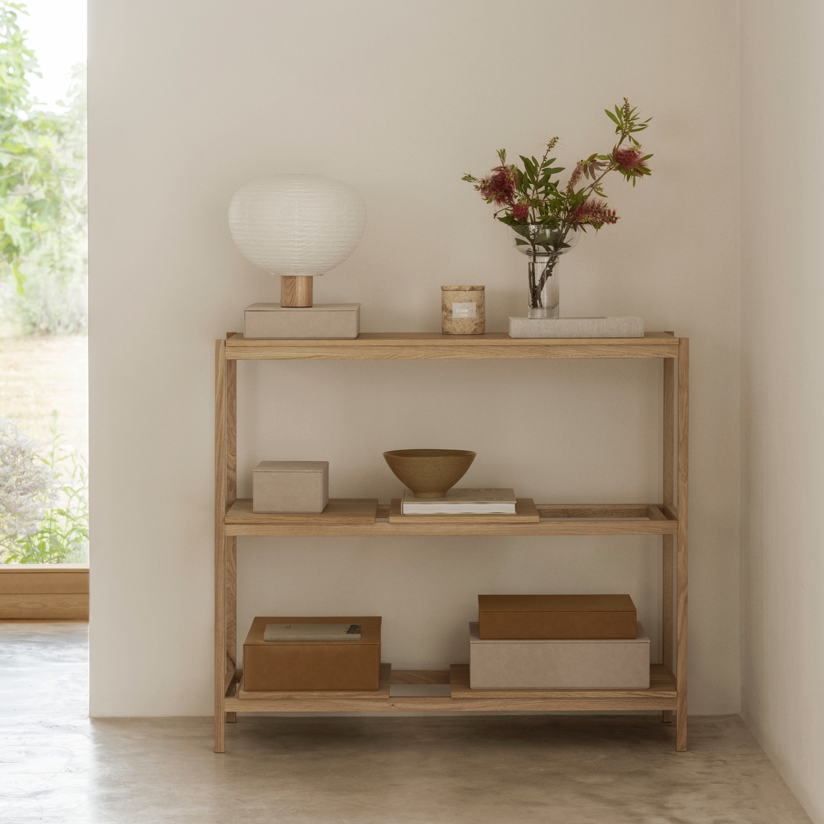 Blomus Sukoya Oak Shelf Unit with Adjustable Shelf Panels - Scandinavian Design - 3 Shelf